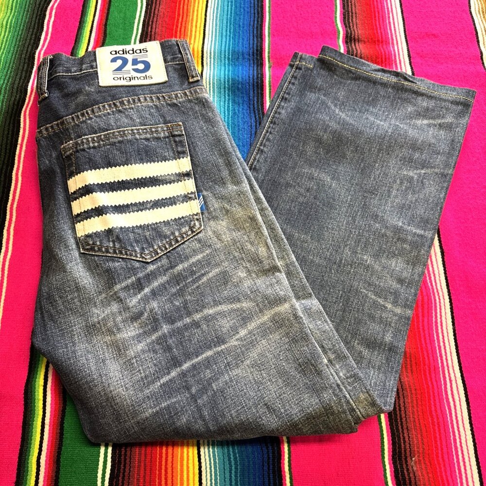RARE‎ adidas Originals Jeans Men 30x32 3 Stripe Hit Whiskered Y2K Style
